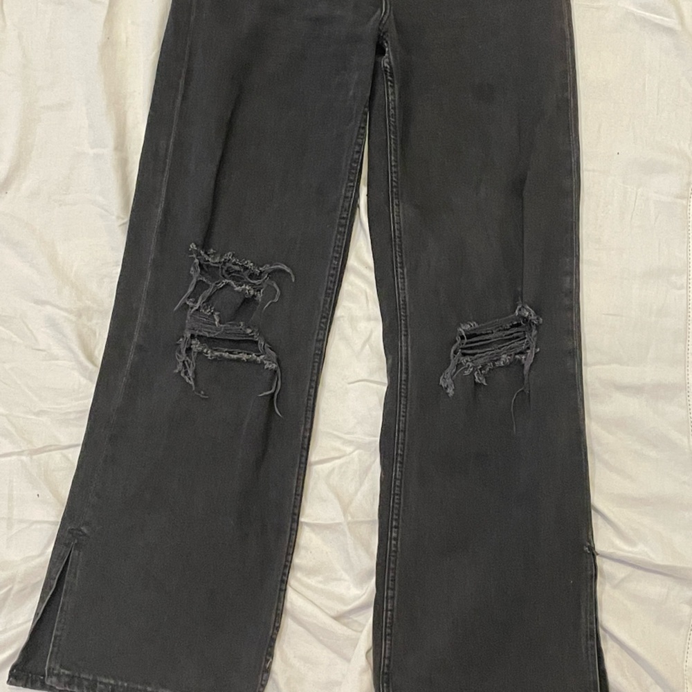H&M black jeans kids size 14 distressed wide leg